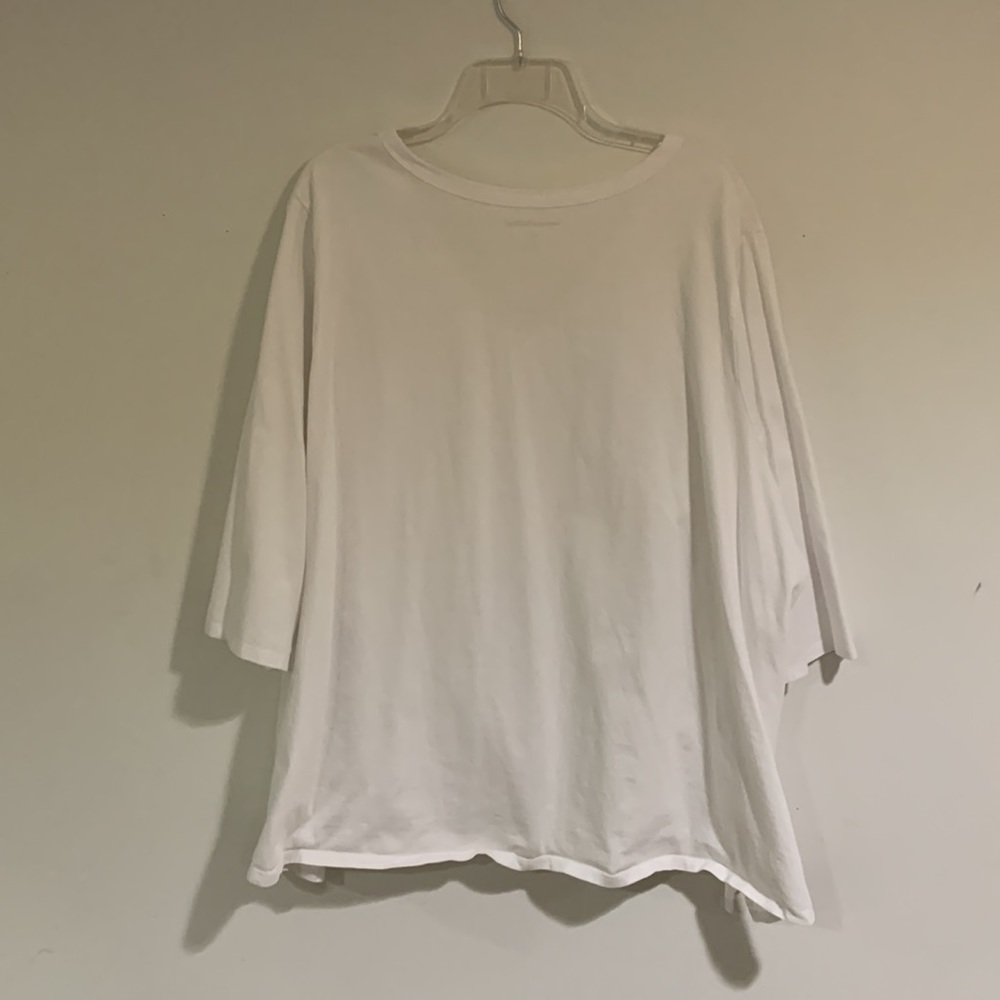 Woman Within White 3/4 length sleeve V neck shirt, Women’s size 3X (30/32) - Picture 6 of 9